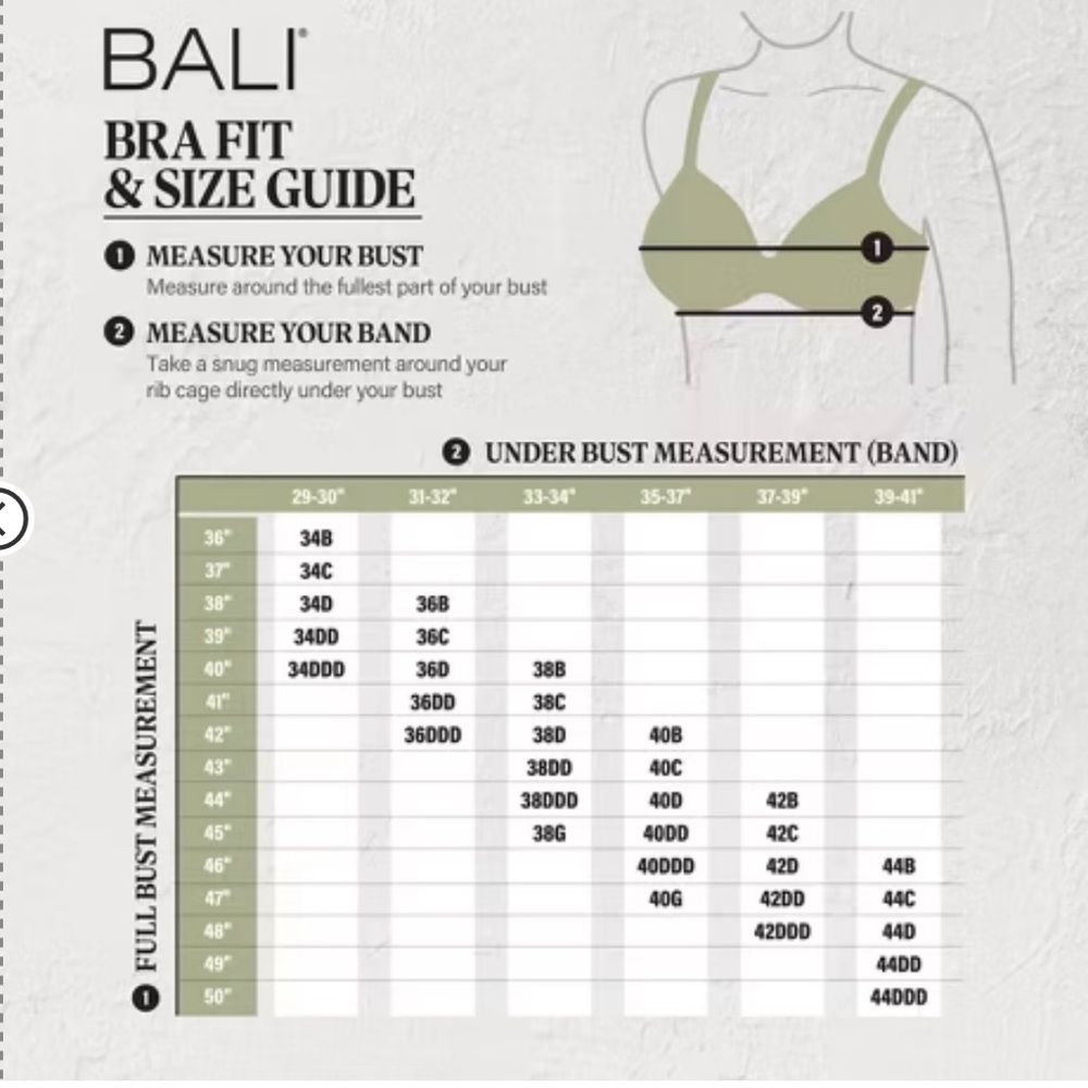 Bali Women's One Smooth Bra 42 C NWT - Picture 7 of 9